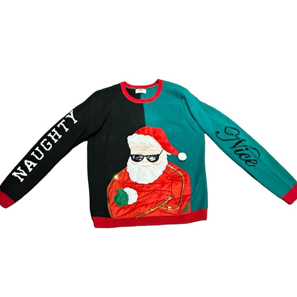 Holiday Time Naughty or Nice Adult Large Ugly Christmas Sweater